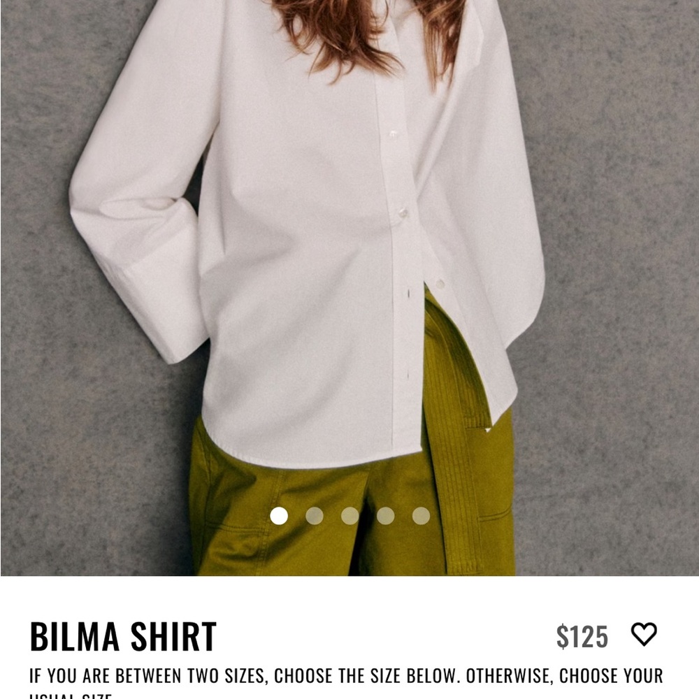 Sézane BILMA White Button-Up Shirt, Size 42/10